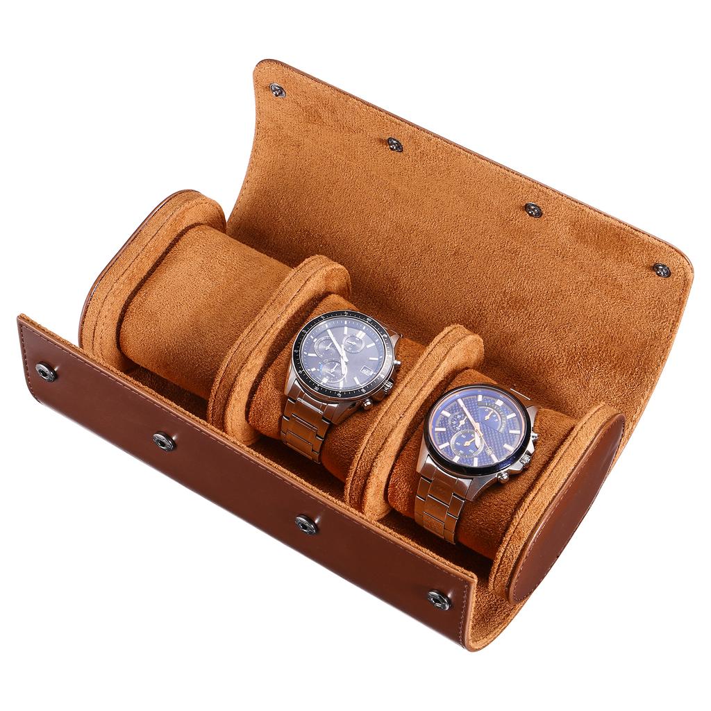 Buy iulikelosHemobllo 3 Slots Leather Travel Watch Case Roll Organizer