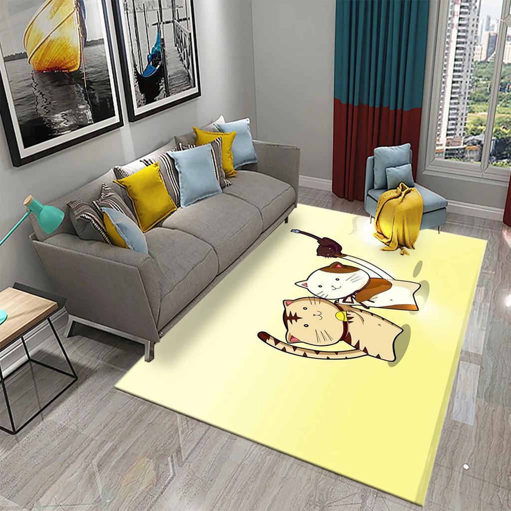 3D Cartoon Niedliche Katze Teppich für Wohnzimmer Badezimmer Kinderzimmer Dekoration Kinder Spielen Krabbeln Weich Rutschfest Bodenmatte Geschenk