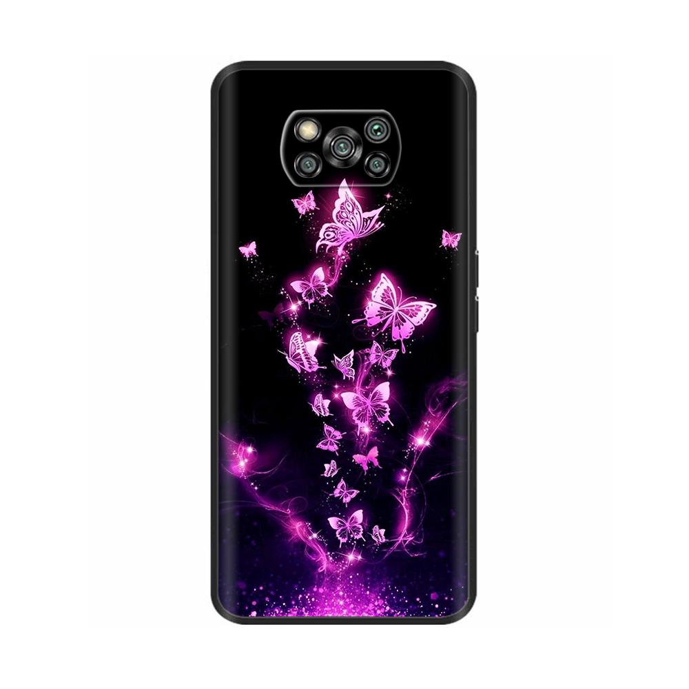 Etui na Poco X3 Pro Motyl Serce Miękkie Płynne Silikonowe Pełna Ochrona Etui dla Xiaomi Poco X3 NFC Pokrowiec Dla Poco X3 PocoX3