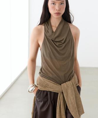 Masimodutti Fluid Cotton Halterneck Top