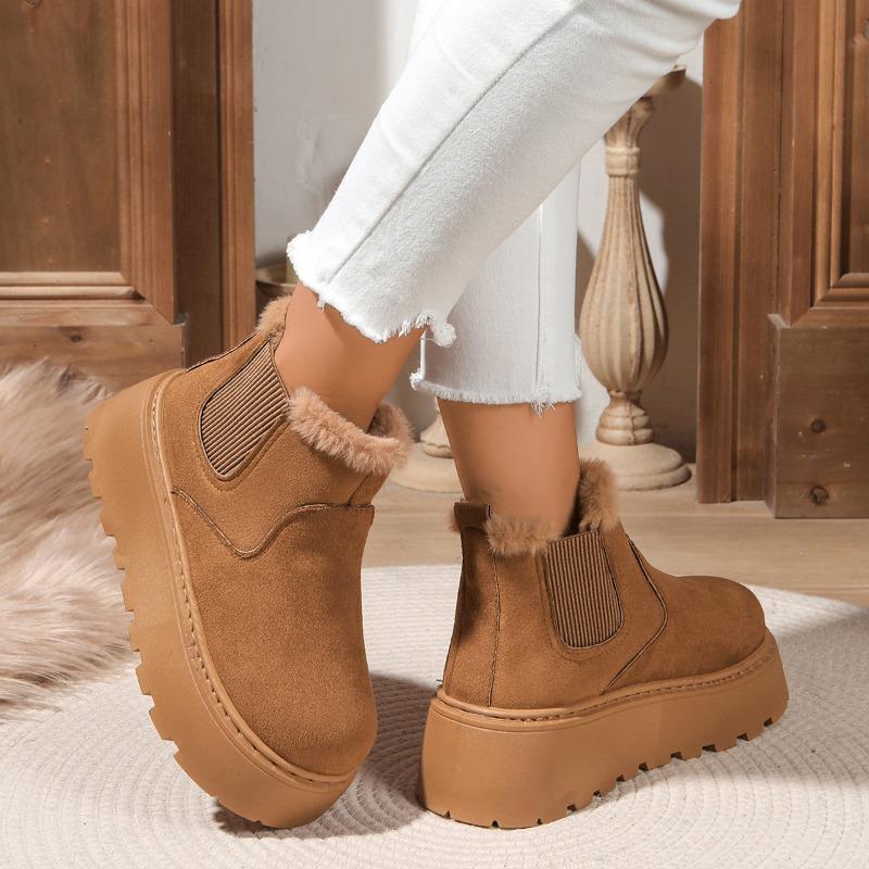 Fashion 2025 New Platform High Heel Women's Snow Boots Winter Casual Flat Shoes Ladies Short Plush Fur Warm Chelsea Ankle Boots Women