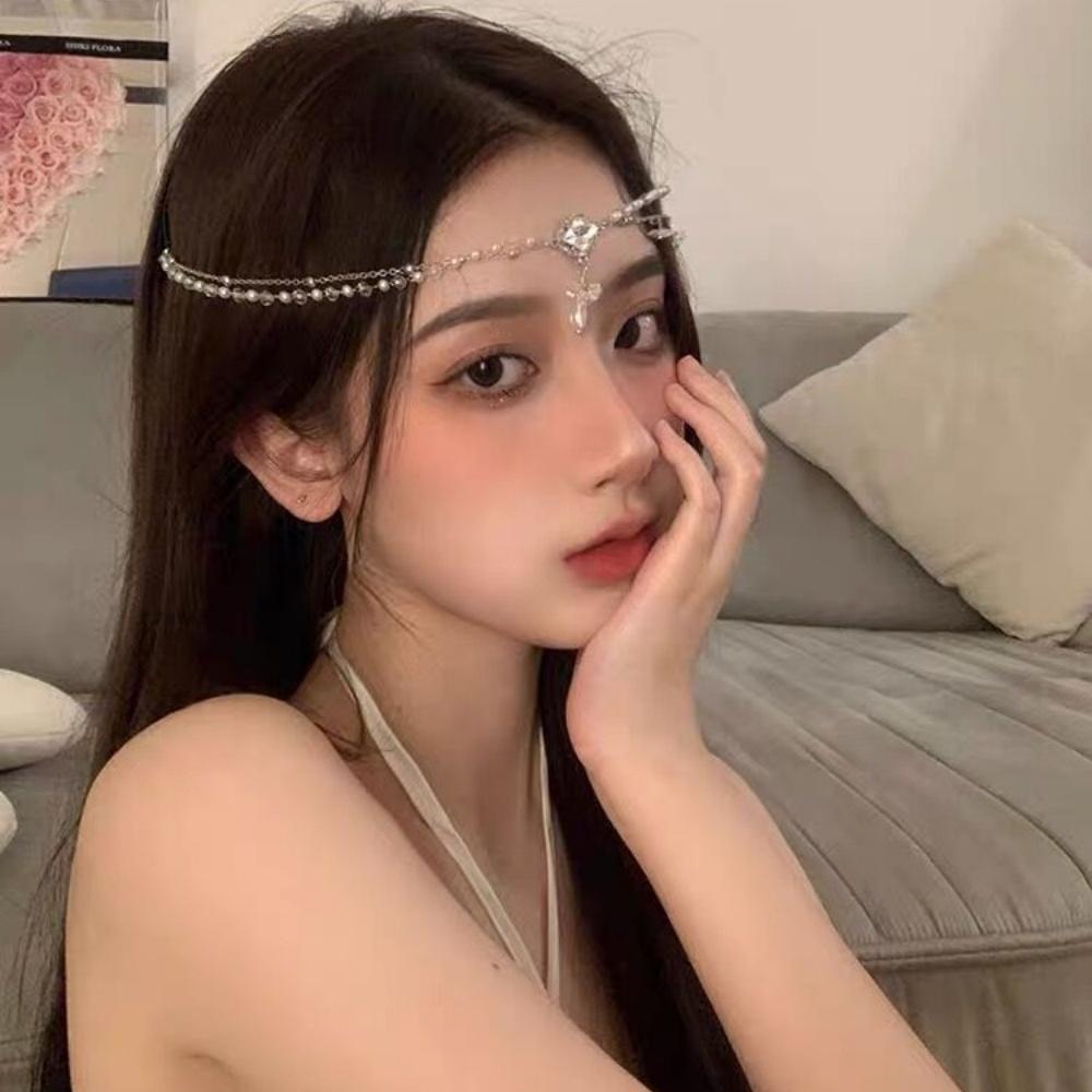 Fairy Lolita Headpiece Luxurious Bridal Forehead Chain Wedding Hair Accessories Exclusive Rhinestone Headband For Hanfu Dress