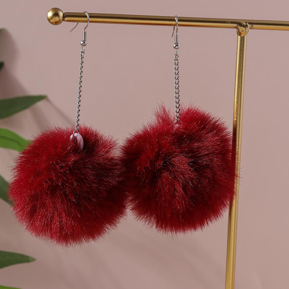Colorful Fluffy Plush Pom Pom Earrings Soft Faux Rabbit Fur Ball Earrings for Women Girls Party Holiday Jewelry Gifts