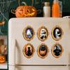 Kitchen Refrigerator Magnet 1/6Pcs Halloween Retro Frame Magnet Wooden Fridge Set Decoration Memo Note Holder for Holiday Party Cartoon