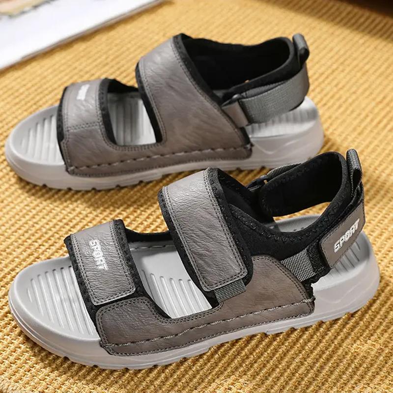 

Большой размер 46, брендовые летние мужские сандалии, кожаные мужские тапочки, гладиаторские мужские пляжные сандалии, мягкие, удобные, для прогулок на свежем воздухе 46 серый