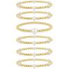 Yoosteel Gold Beaded Bracelets for Women Teen Girls, Gold Plated Jewelry | Gold Stackable Stretch Bracelets, Dainty Round Beaded Pearl Cross Bracelet