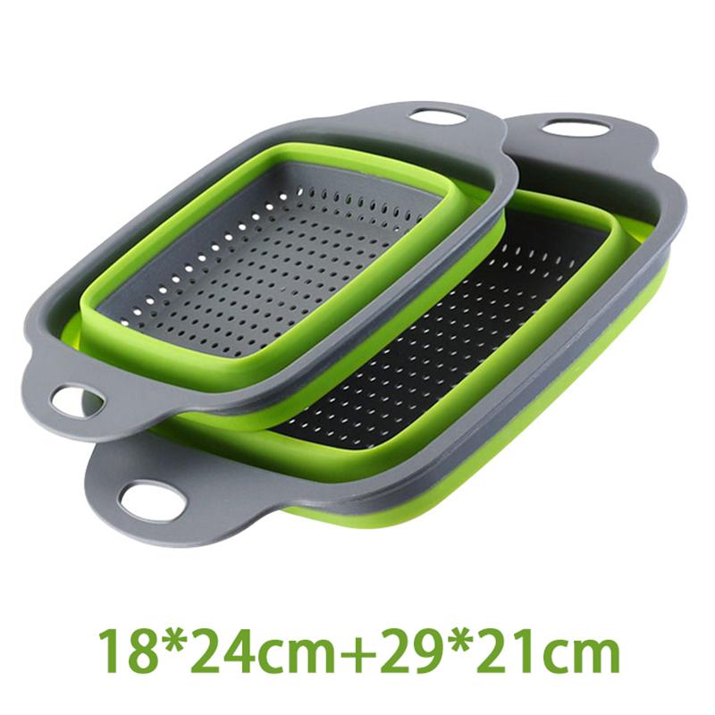 Silicone Folding Drainer Basket Portable Kitchen Strainer Fruit Vegetable Washing Folding Drainer Kitchenware Drain Device GLW01