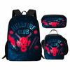 Stranger Things Peripheral Student Schoolbag Three-Piece Set, Cartoon Stragner Things Backpack Lunch Bag