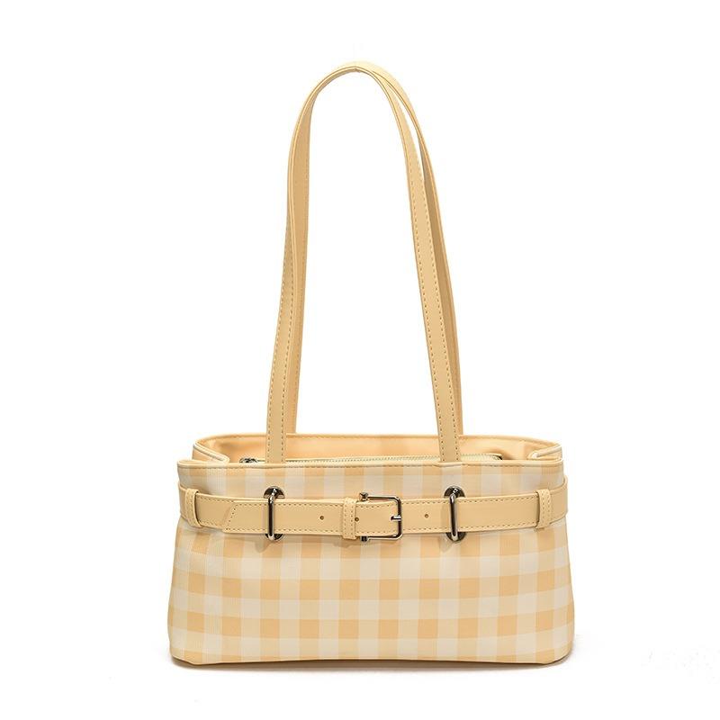 Large-capacity commuter bag women's shoulder bag summer versatile new casual plaid underarm bag tote bag