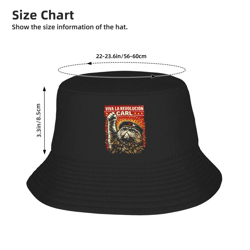 Viva La Revolucion Cat Raised Fist Retro Bucket Hat Summer Casual Fisherman Hats For Men Women Foldable Vacation Caps