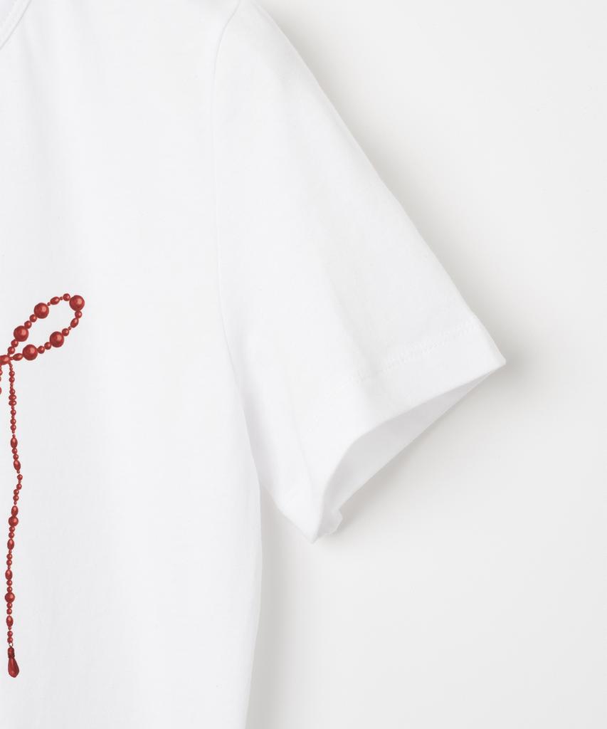MILLO WOMEN Pearl Ribbon T-Shirt [Pure White]