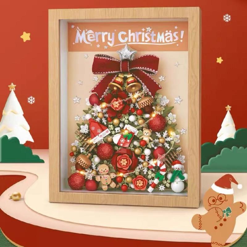 

New Christmas Building Blocks Christmas Tree Picture Frame 3D Desktop Decorations Particle Assembly Model Toys Christmas Gifts with box