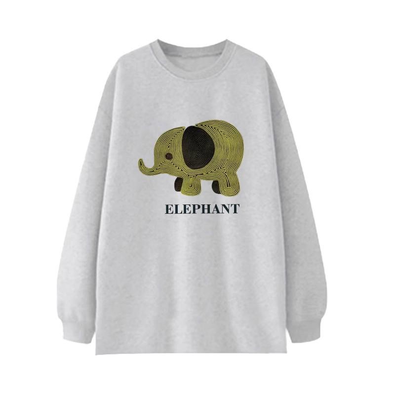 2025 Spring-Autumn Maternity Two-Piece Set: Grey & White Elephant Slit Sweatshirt with Long Sleeves