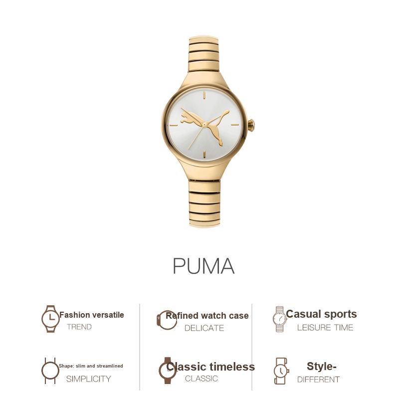 Puma Contour Series Quartz Watch Stainless Steel Band 28Mm White Dial 30M Water Resistant Women watches P1061