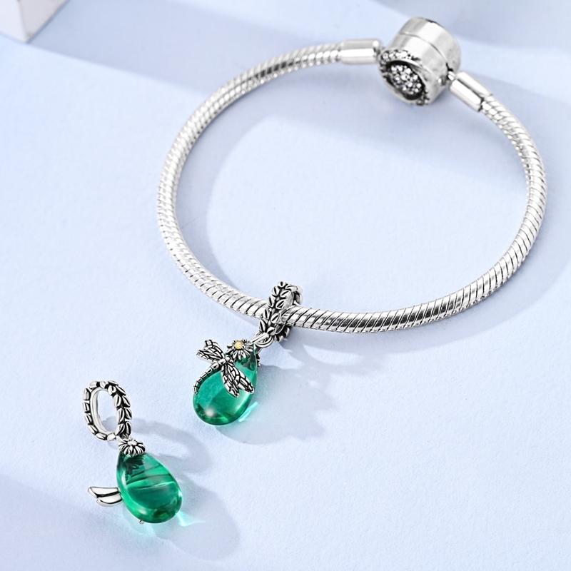 Copper Green Dragonfly Charms Pendants Fit Original Bracelet Jewelry Diy Marking Gift