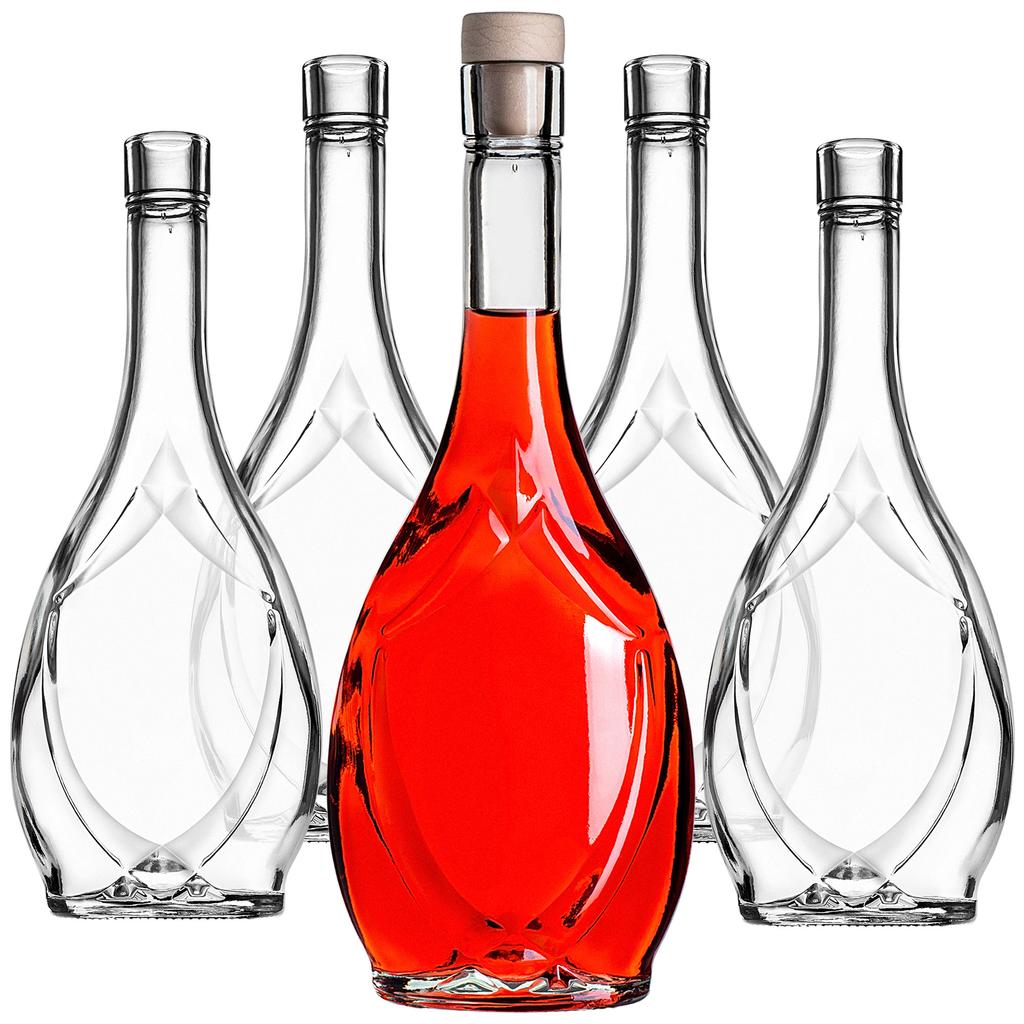 KADAX Glass Bottle for Liqueur 500ml with Synthetic Cork 5pcs.
