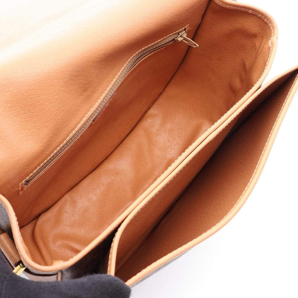 Used CELINE Macadam Shoulder Bag Shoulder Bag PVC Coated Canvas Leather Brown Beige Used Women