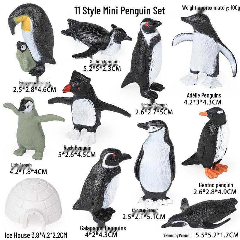 Polar Wildlife Animal Model Toy Set: Polar Bear & Penguin