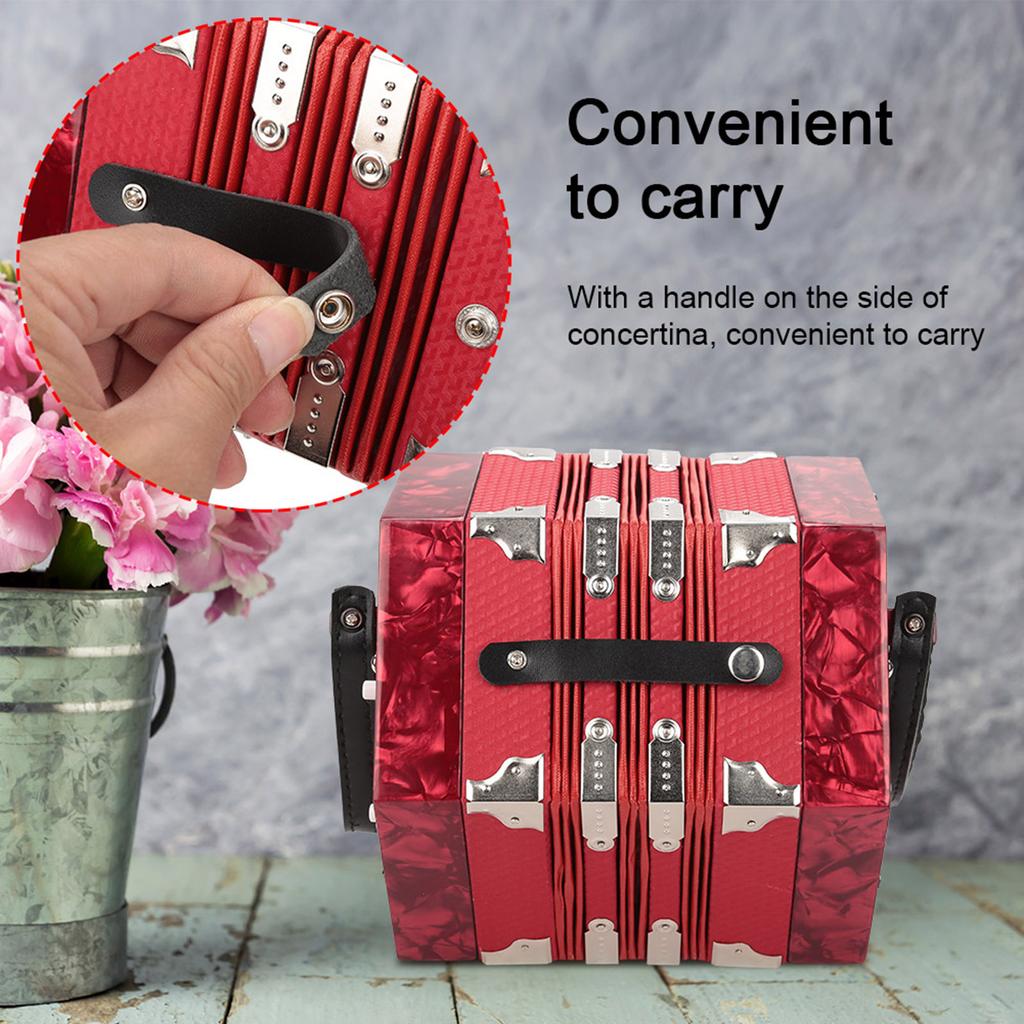 Professional 20 Buttons Accordion Concertina Musical Instrument (Red)