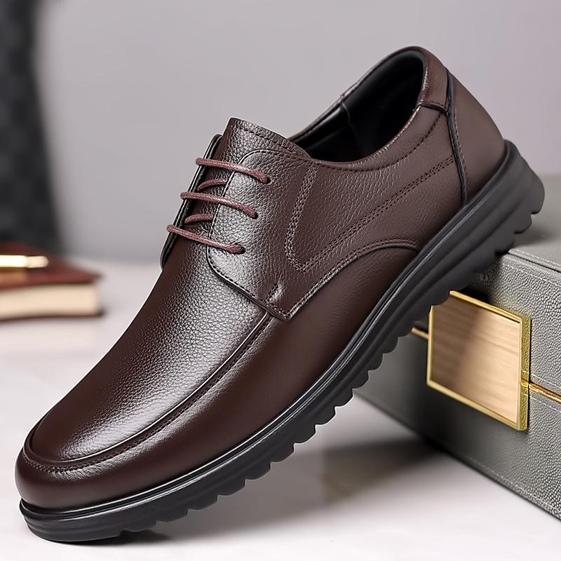 Sleeve men's shoes autumn and winter men's soft-soled casual leather shoes middle-aged and elderly father shoes men's shoes 2025
