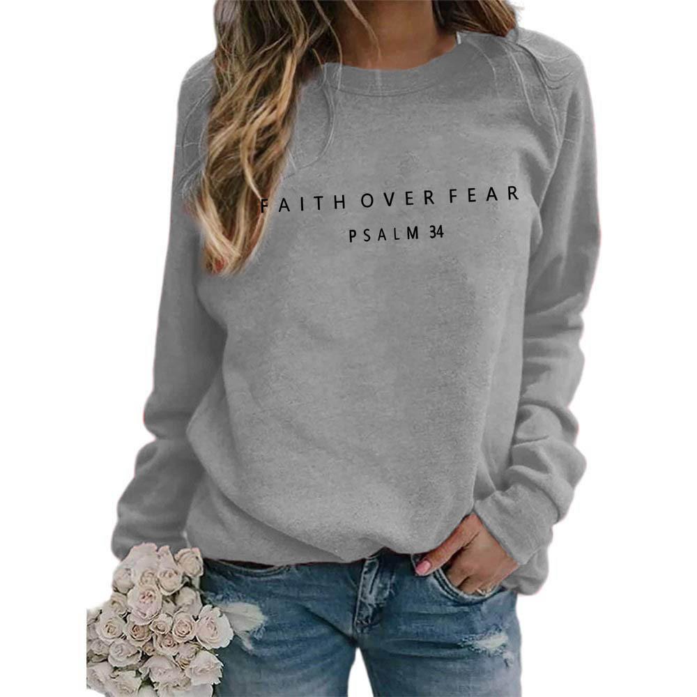 Women's Crew Neck Long Sleeve Loose Fit Sweatshirt Casual Letter Graphic Pullover