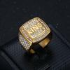 Goldplated American Steel European Titanium Rhinestone Hiphop King Mens Ring