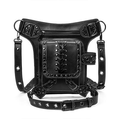 European and American Punk PU Leather Women's Crossbody Bag, Outdoor Cycling Waist Bag Men