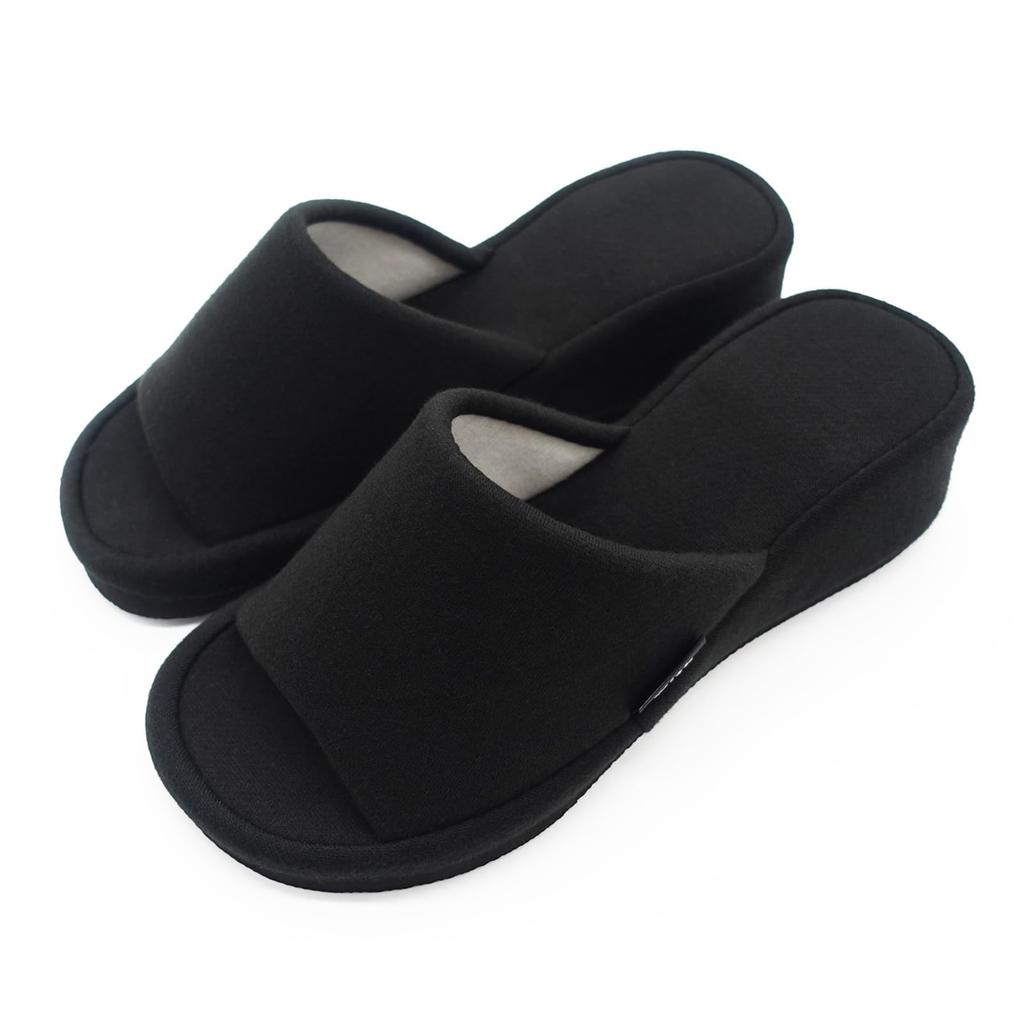 Okamura Slippers with Easy To Wear Heel, Black, NWAA5900BK, 5.5cm Heel, Wide,