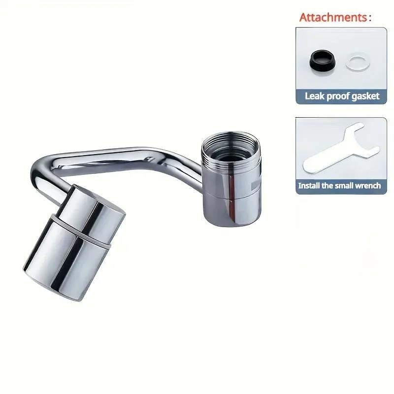

Stainless Steel 1080° Swivel Kitchen Faucet Extender Universal Splashproof Dual Mode Bathroom Sink Accessories with Adapter серебряный