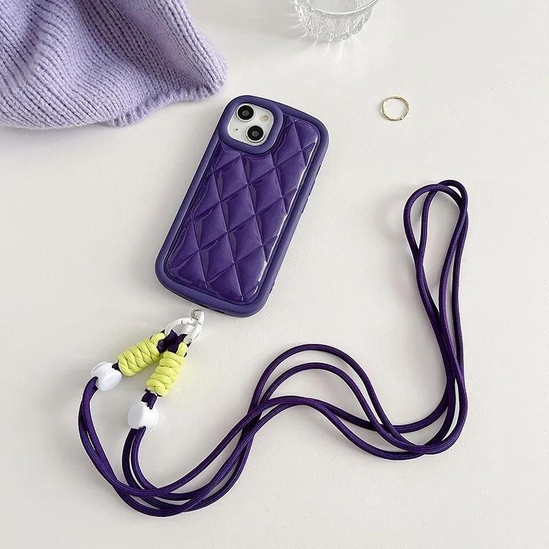 Lanyard Cross-body Shoulder Straps Keychain Key Ring Adjustable Braided Rope with Replacement Patch for Mobile Phone Accessorie