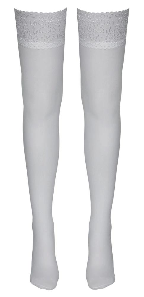 Cottelli LEGWEAR - Weiße Klassische Spitzenstrümpfe XS