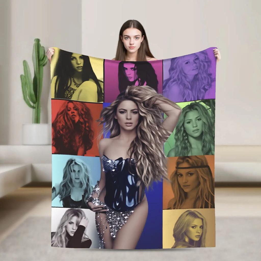 Warm Blanket Decorative Shakira Throw Blanket Singer Pop Flannel Bedspread For Living Room Street Trend Sofa Bed Cover