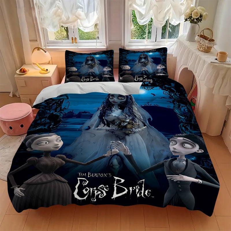 3pcs Corpse Bride Duvet Cover Set, 1 Duvet Cover + 2 Pillowcases (No Insert), High-Definition Print, Home & Dorm Set Yy251208053