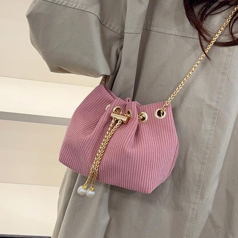 Modische Eimertasche mit Kordelzug, Ketten-Umhängetasche, Einfache und Individuelle Einzel-Schultertasche