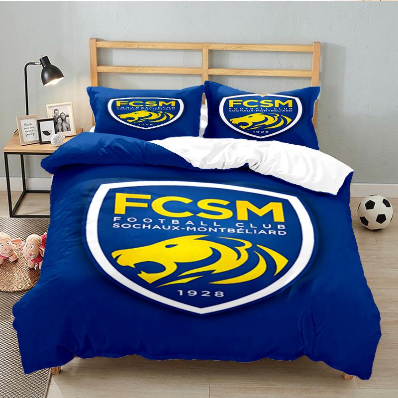 3PCS Fcsm Football Club Emblem Bedding set,Ideal for1pc Duvet Cover And 2pcs Pillowcases Perfect for Christmas gift,Ideal for Bedroom, Dormitory