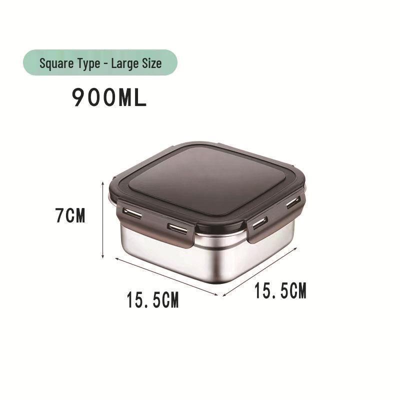 304 Stainless Steel Square Lunch and Storage Box with Lid