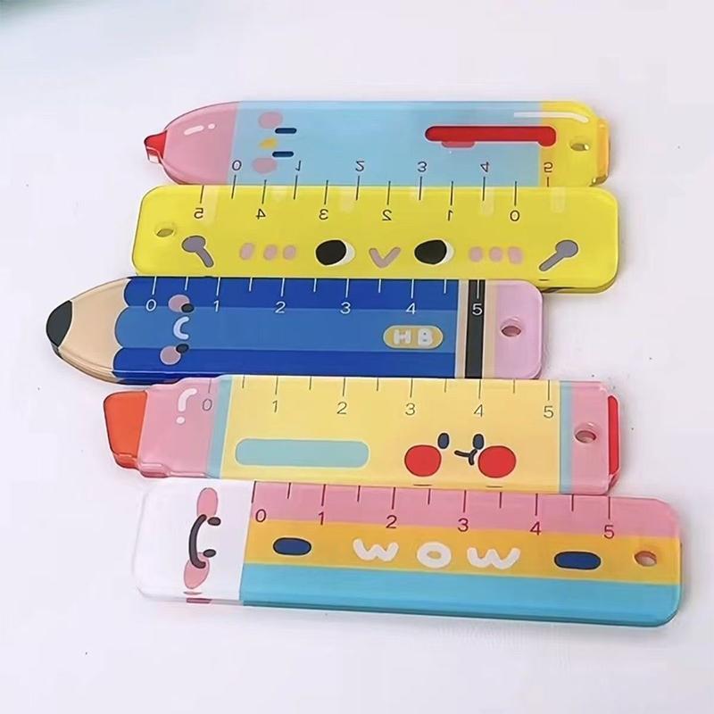 

5Pcs Cute Cartoon Palm Size Ruler Mini Straight Ruler Portable Pocket Measuring Tool Student School Office Stationery Supplies