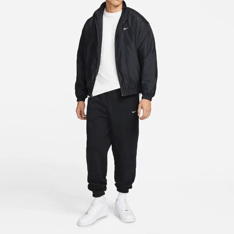 Nike Solo Swoosh Satin Bomber Jacket (Asia Sizing) Black Kumquat Men Streetwear DN1267-010