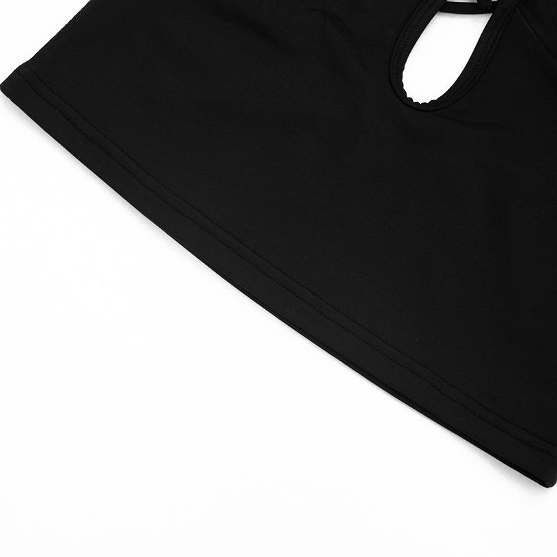 Damen S Neckholder Nieten Rückenausschnitt Uni Crop Tanktop