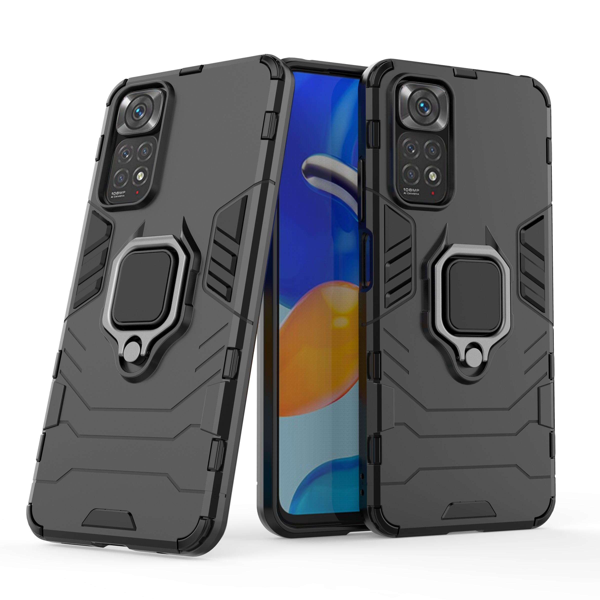 

For Xiaomi Redmi Note 11 4G (Qualcomm)/Note 11S 4G Ring Kickstand Hard PC+Soft TPU Anti-fall Protective Case Phone Cover Blue