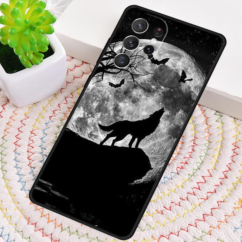 

Moon Roaring Wolf pattern Silicone Phone Case For Samsung Galaxy note 10 pro S26 S25 S24 S23 S22 S21 Plus S25Ultra Capa Cover Galaxy S25