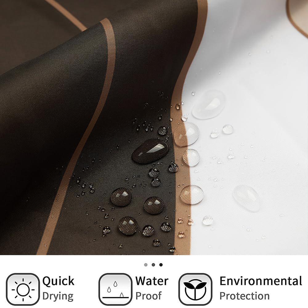 Brązowa Zasłona Prysznicowa Nowoczesna Abstrakcyjna Brązowo-Białe Paski Stopniowa Zmiana Prosta Zasłona Łazienkowa Wodoodporna Tkanina Można Prać w Pralce Z Haczykami