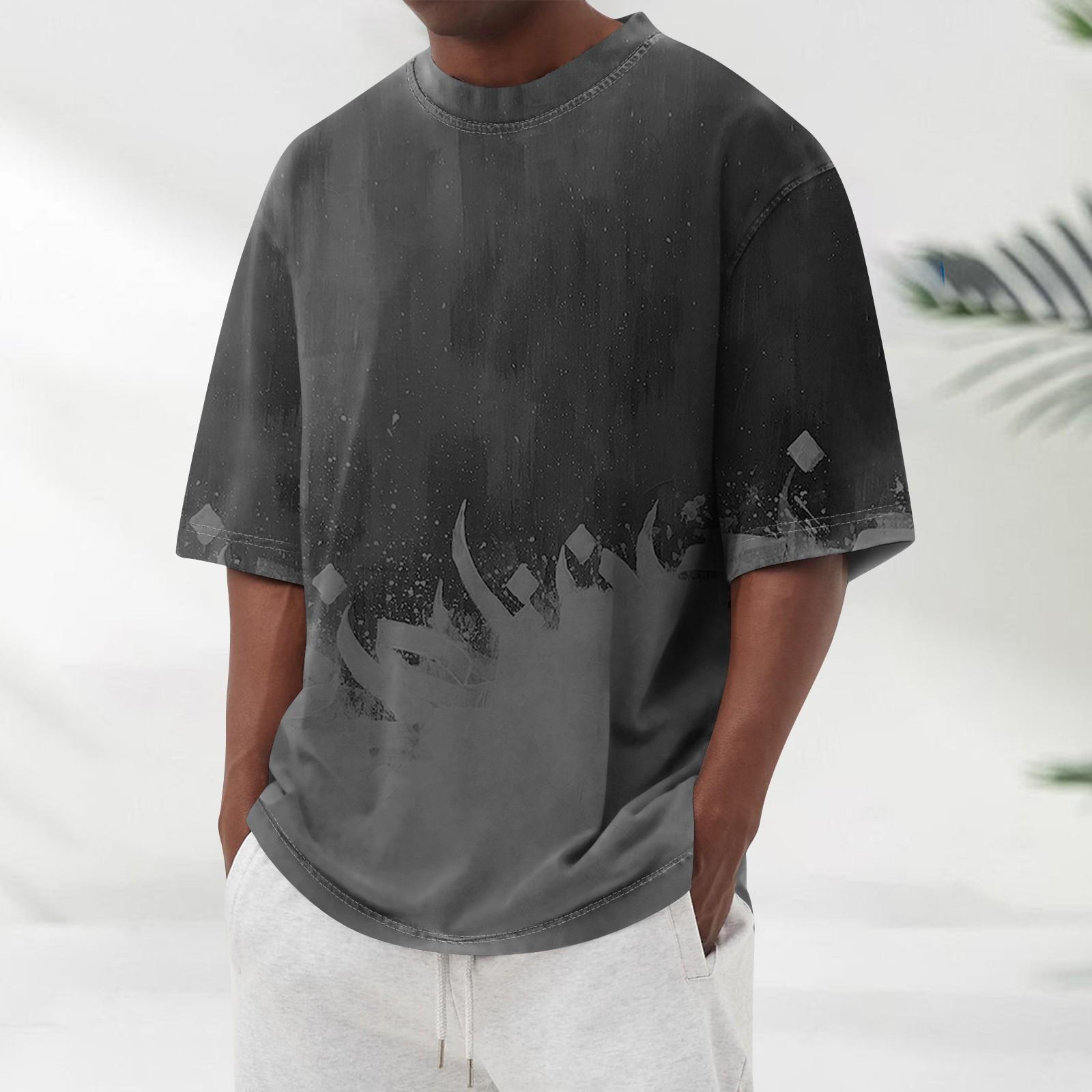 

Летняя мужская популярная футболка с круглым вырезом и коротким рукавом с принтом XXXL серый