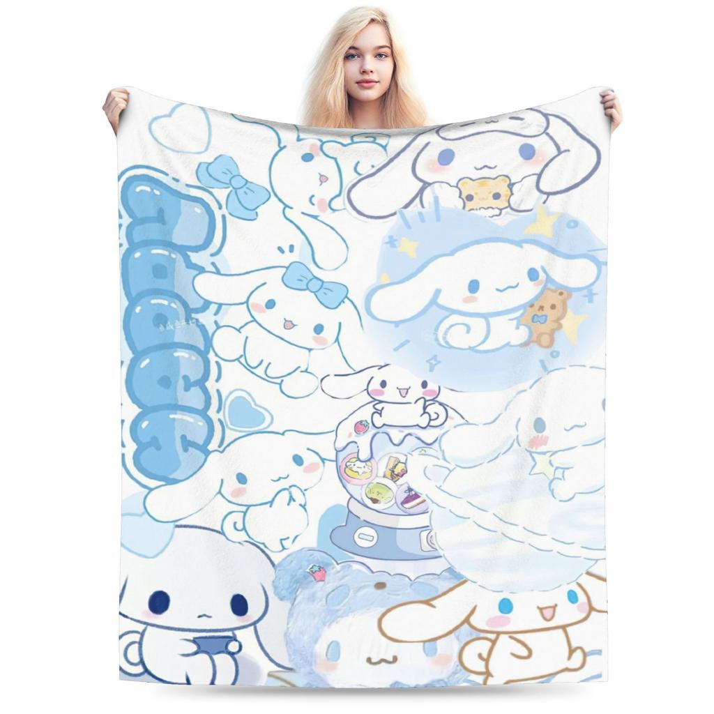 Pink Cinnamoroll Blanket Fleece Textile Decor Cute Cartoon Multifunction Ultra-Soft Throw Blanket for Home Travel Bedspread
