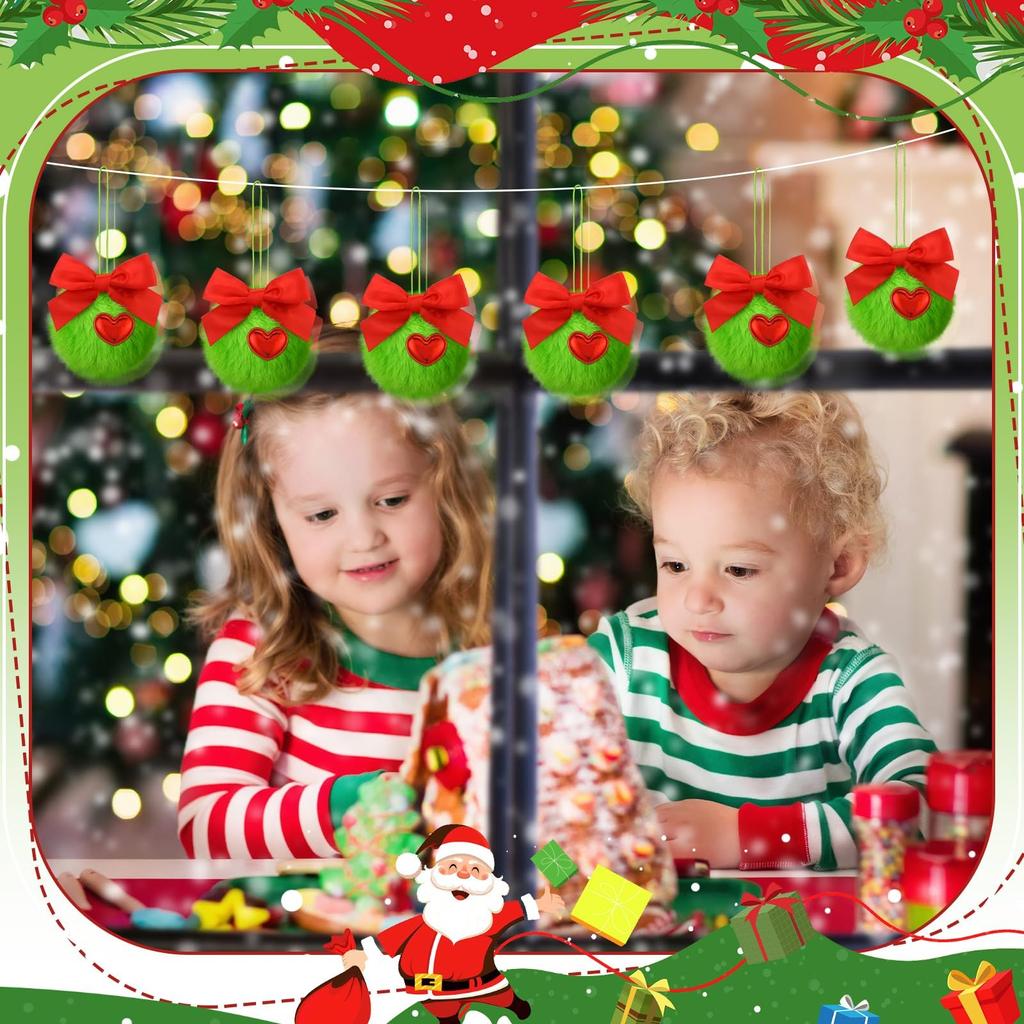 12 PCS Lemon Green Christmas Tree Ball Decorations, Soft Artificial Plush Ball Decorations, Christmas Home Ambiance Decoration