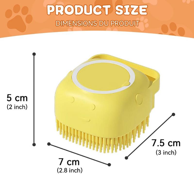 Silicone Pet Brush Head Comb Can Be Added with Liquid, Dog and Cat Bath Brush, Bathing Massage and Cleaning Brush Dog Grooming