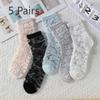 5 Pairs of Women's Summer Super Thin Polka Dot Cotton Sole Anti Hook Embroidered Clear Crystal Stockings