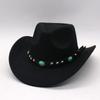 New Vintage Emerald Wool Top Hat Felt Hat Classic Cowboy Hat Ethnic Tibetan Western Jazz Hat