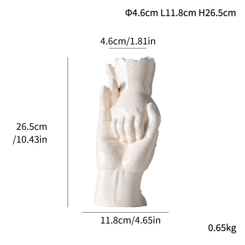 Nordische Kreative Große Hand Kleine Hand Keramikvase Leichter Luxus High-End Dekoratives Blumenarrangement Romantisches Kunstornament