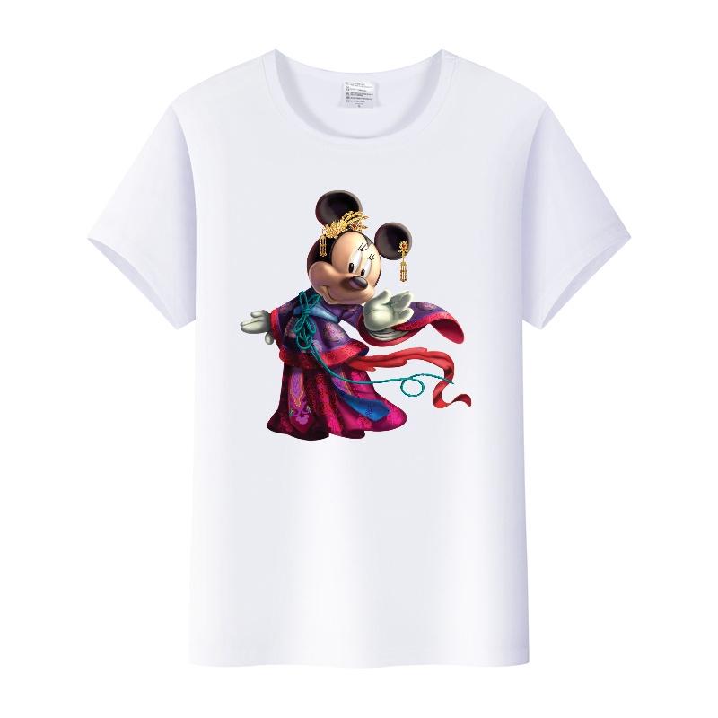 Casual Unisex Cartoon Minnie Tshirt Mickey Mouse Tops Graphic Clothes Summer Blouses T-shirt White 2000s Tees